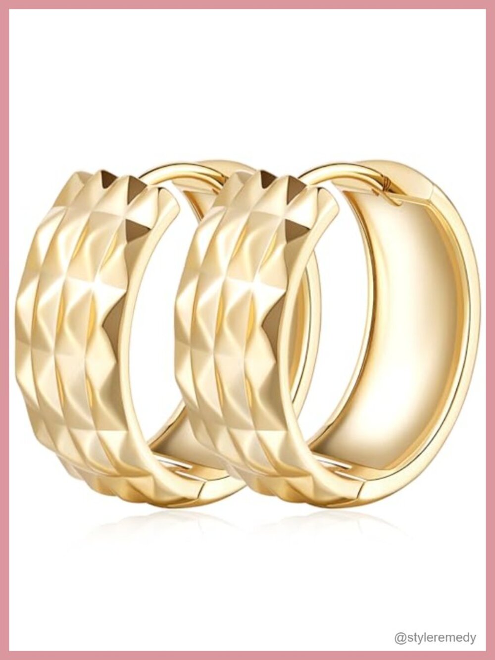 14k Gold Plated Hoop Earrings Mesh Huggie Hypoallergenic